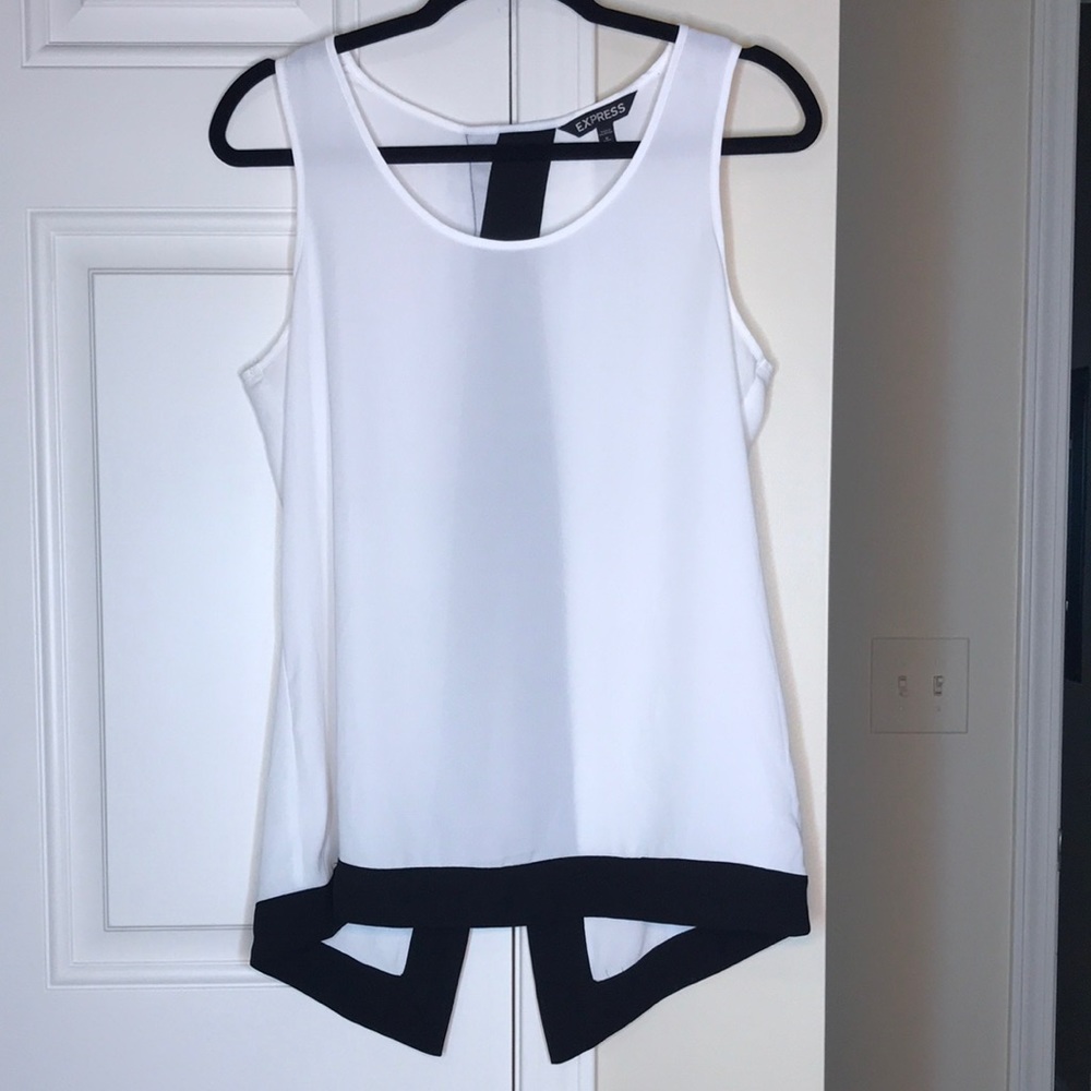 Express Top Blouse Tank Top White and Black Size M
